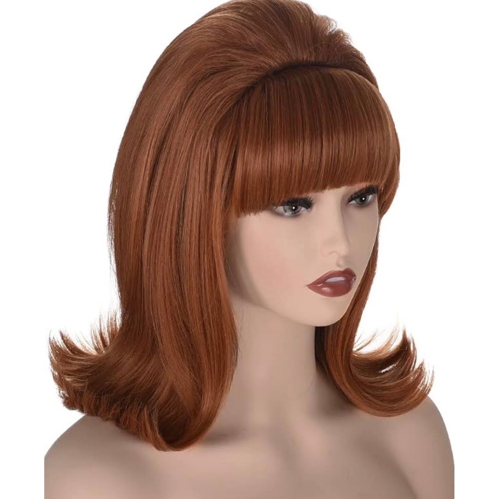 NWT Womens Ginger Bouffant Flip Wig 60s 70s Retro Beehive Costume Bangs - Picture 4 of 8